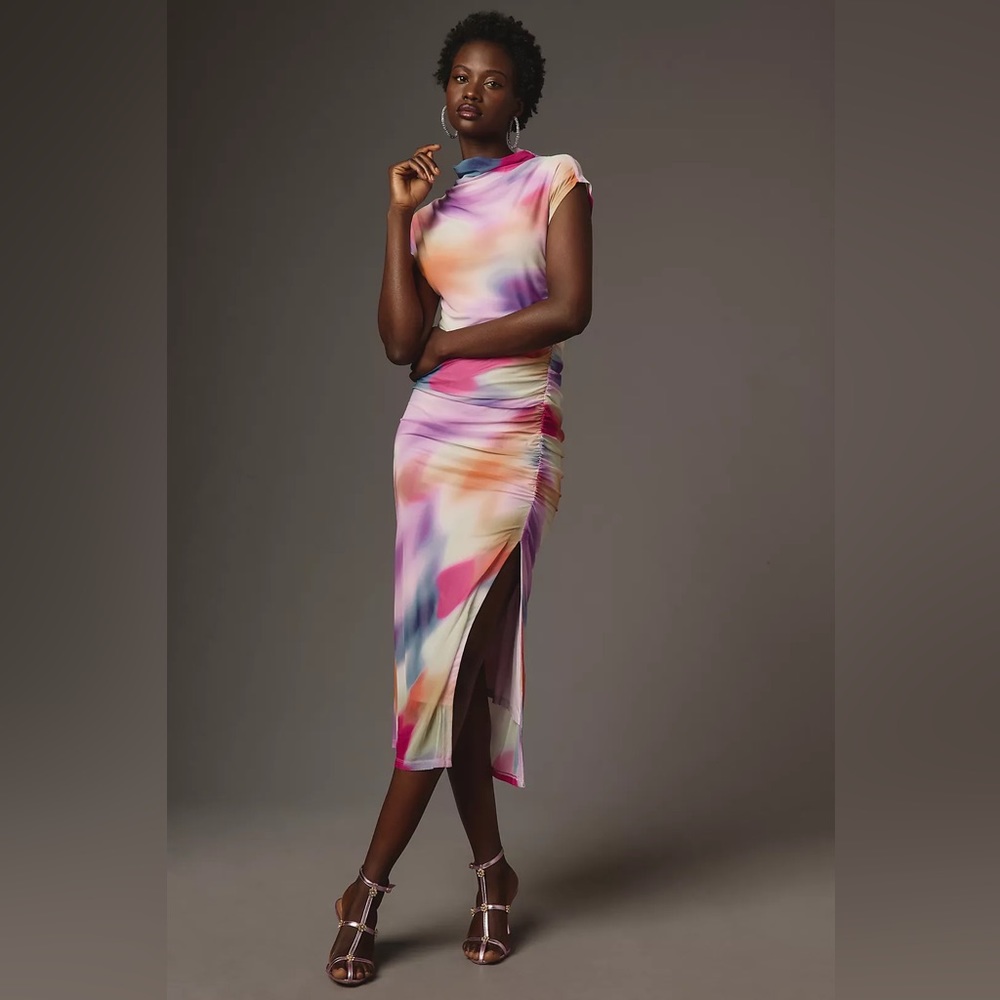 Anthropologie Maya Ruched Cowl-Neck Dress